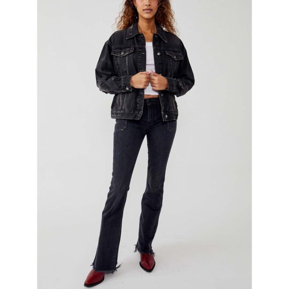 Free People Black Ripped Jean Jacket - Picture 5 of 10